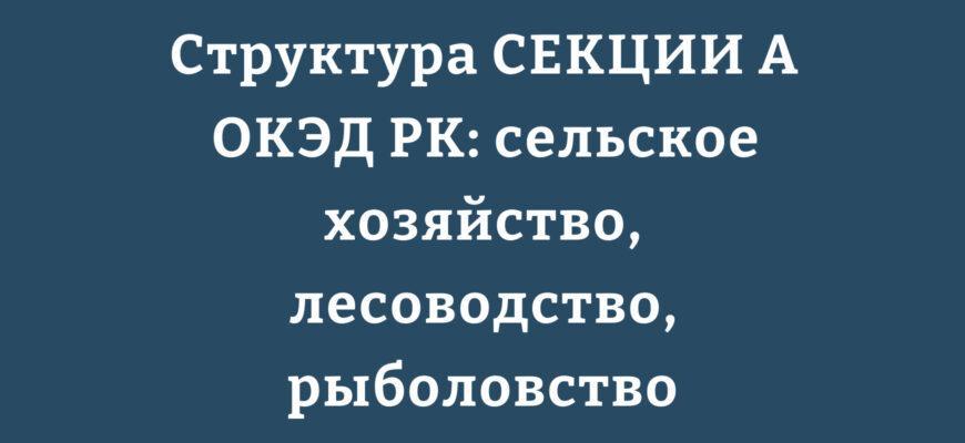Структура СЕКЦИИ A ОКЭД РК сельское хозяйство, лесоводство, рыболовство