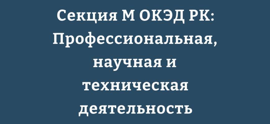 Структура Секции M ОКЭД РК коды профессиональной, научной и технической деятельности