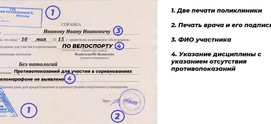 Изображение готовой медицинской справки с печатью и подписью для доставки по Москве