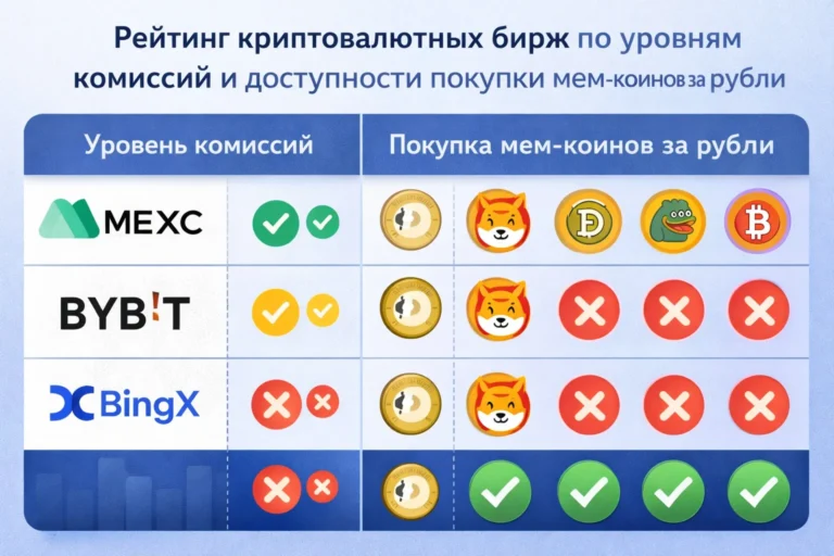 Рейтинг лучших криптобирж 2026 для покупки PEPE, BONK и SHIB