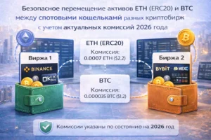 Пошаговая схема перевода ETH и BTC между биржами Binance и Bybit в 2026 году
