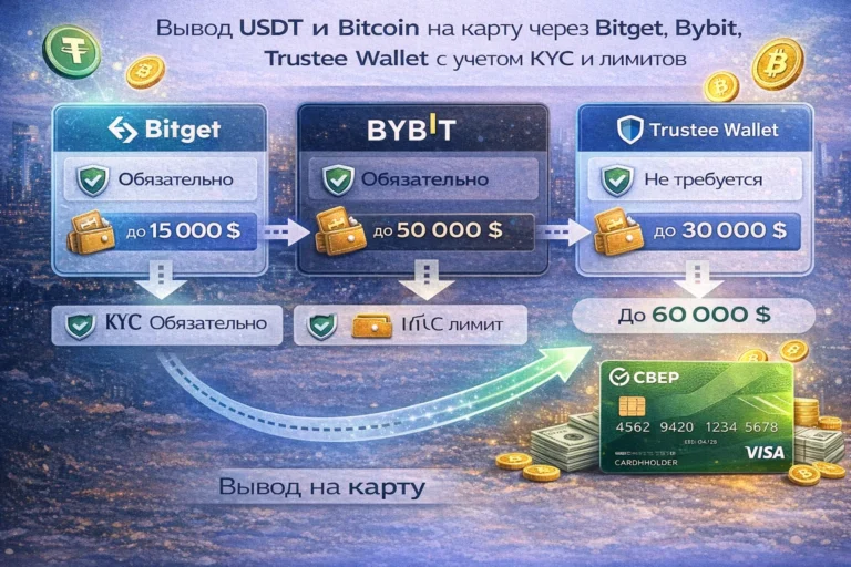 Интерфейс криптокошелька для вывода криптовалюты на банковскую карту МИР, Visa и Mastercard