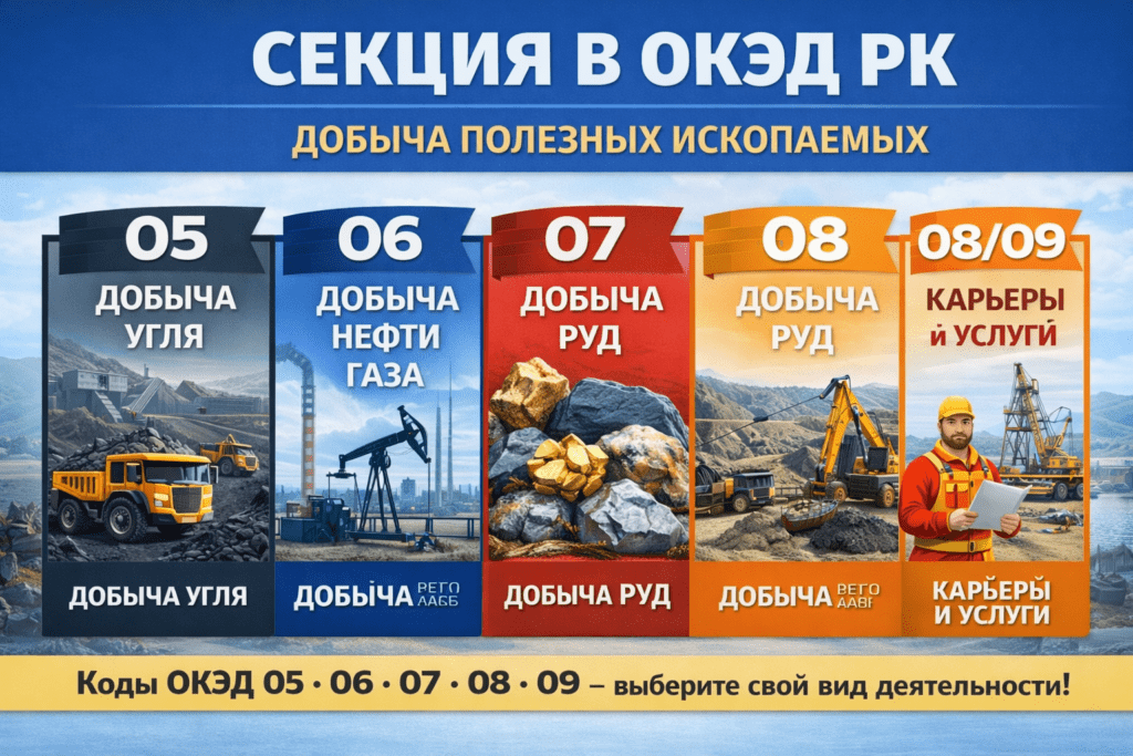 ОКЭД РК - Секция B горнодобывающая промышленность