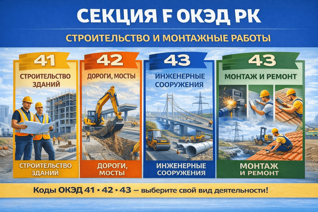 Секция F ОКЭД РК: строительство, монтаж и ремонт зданий