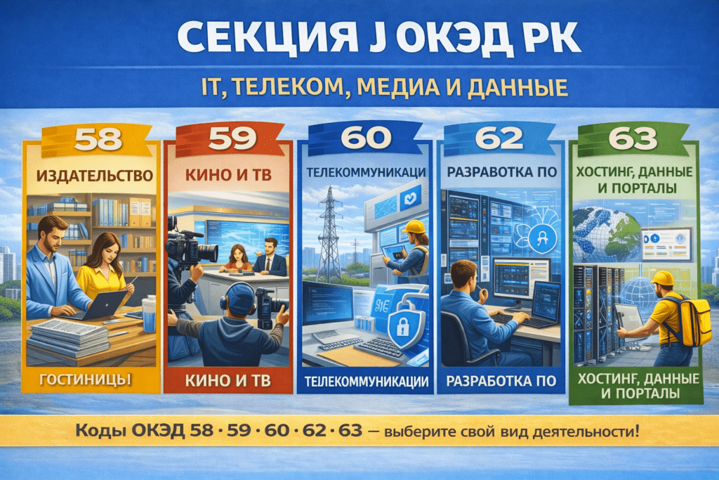 Секция J ОКЭД РК: IT, телеком, медиа и обработка данных