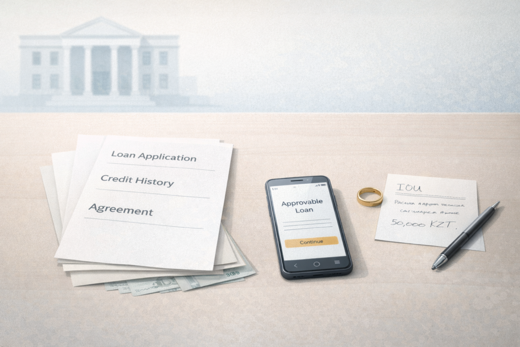 Финансовые варианты получения денег в Казахстане: МФО, ломбард, частный займ - анализ рисков без обещаний одобрения