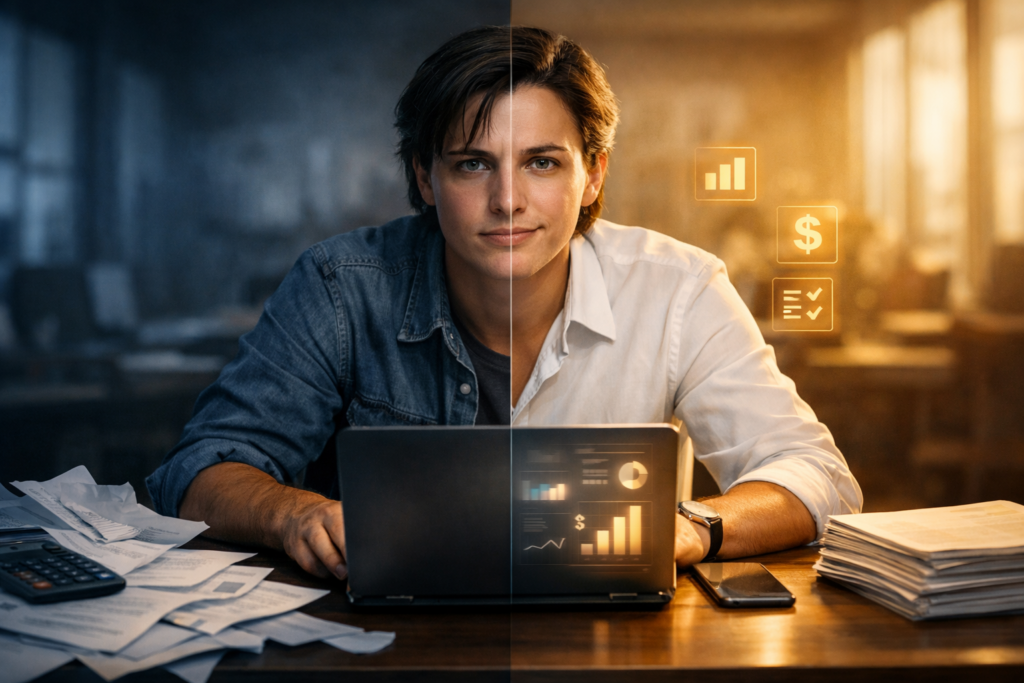 ИП в Казахстане регистрация через eGov налоги и отчетность предпринимателя с ноутбуком и документами