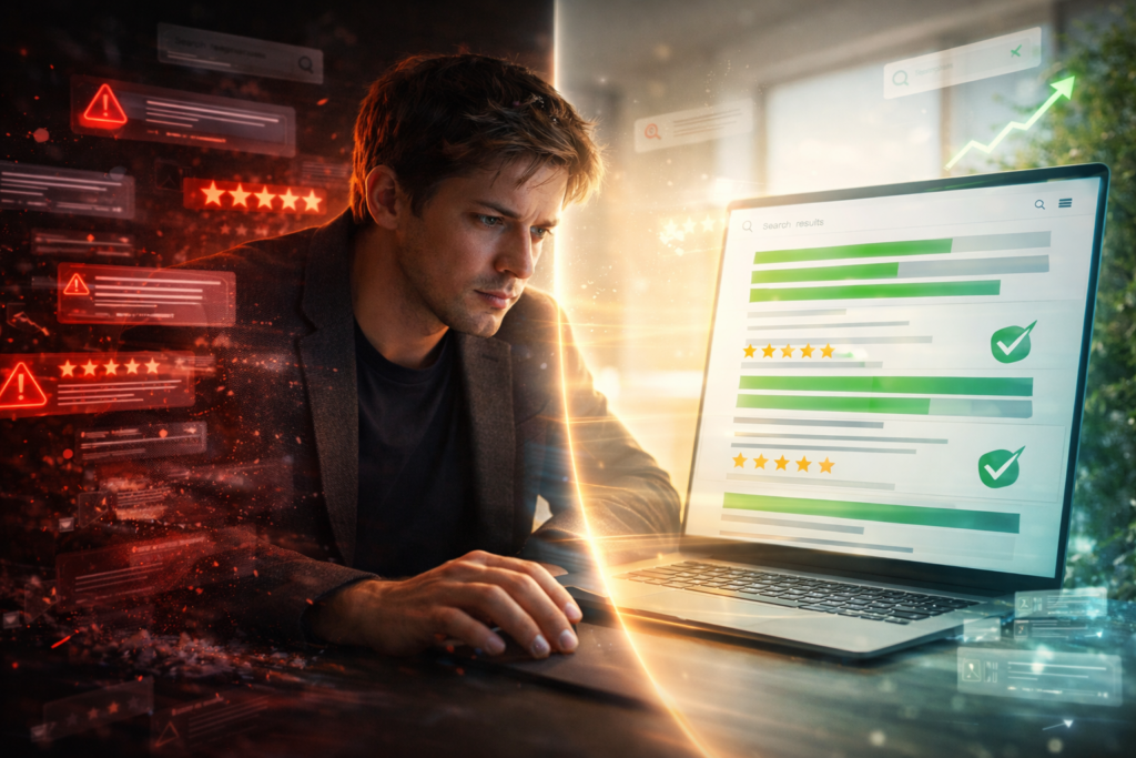 SERM управление репутацией в поиске — негативные отзывы сменяются позитивной выдачей Google