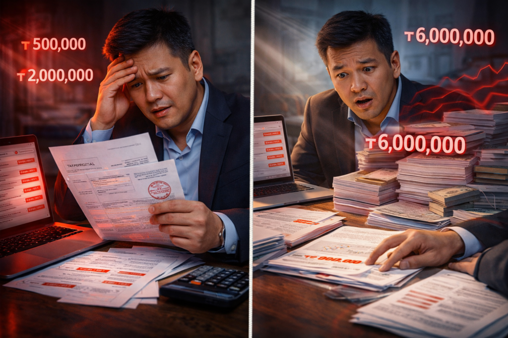 штрафы и пени при доначислении налогов Казахстан расчет суммы к уплате бизнес бухгалтерия