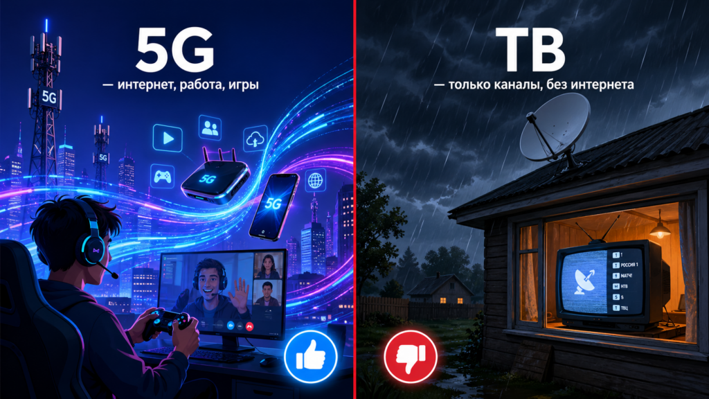 5G интернет против спутникового ТВ сравнение технологий выбор для дома Казахстан