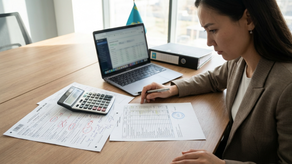 Бухгалтер проверяет форму 300.00, расчёт зачётного НДС и документы сельхозпроизводителя, чтобы исправить ошибку в налоговой отчётности