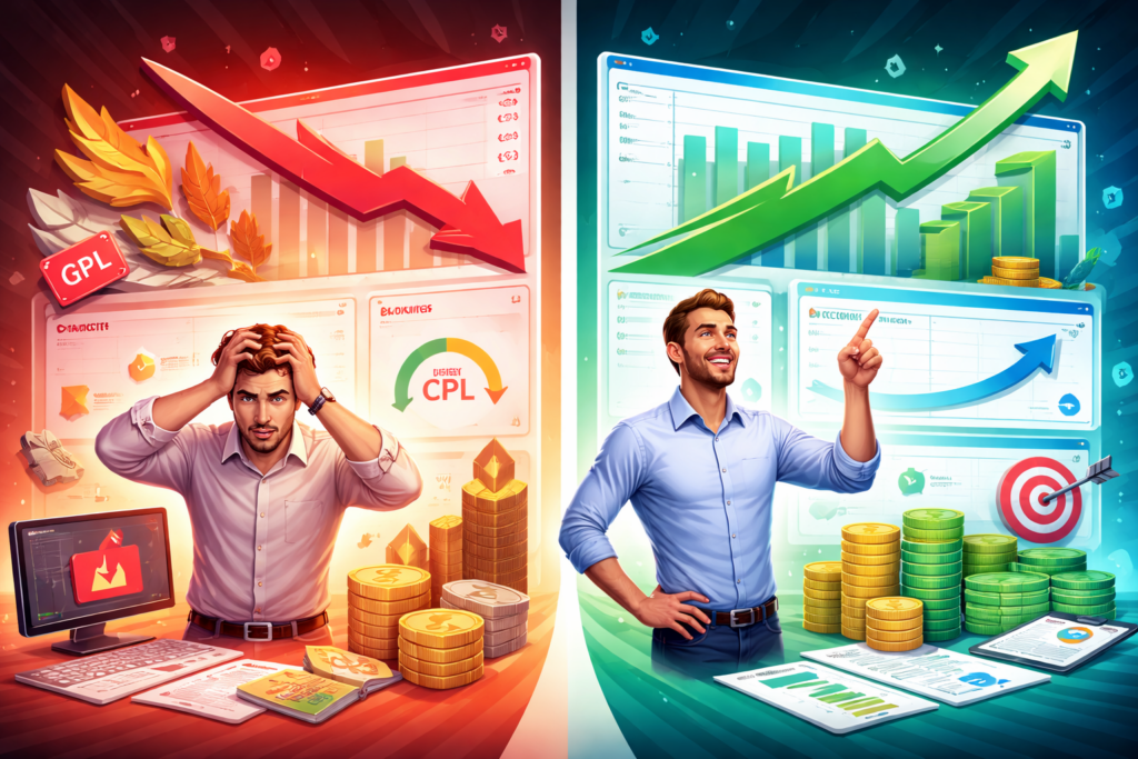 масштабирование лендинга без слива бюджета сравнение рост трафика и падение конверсии