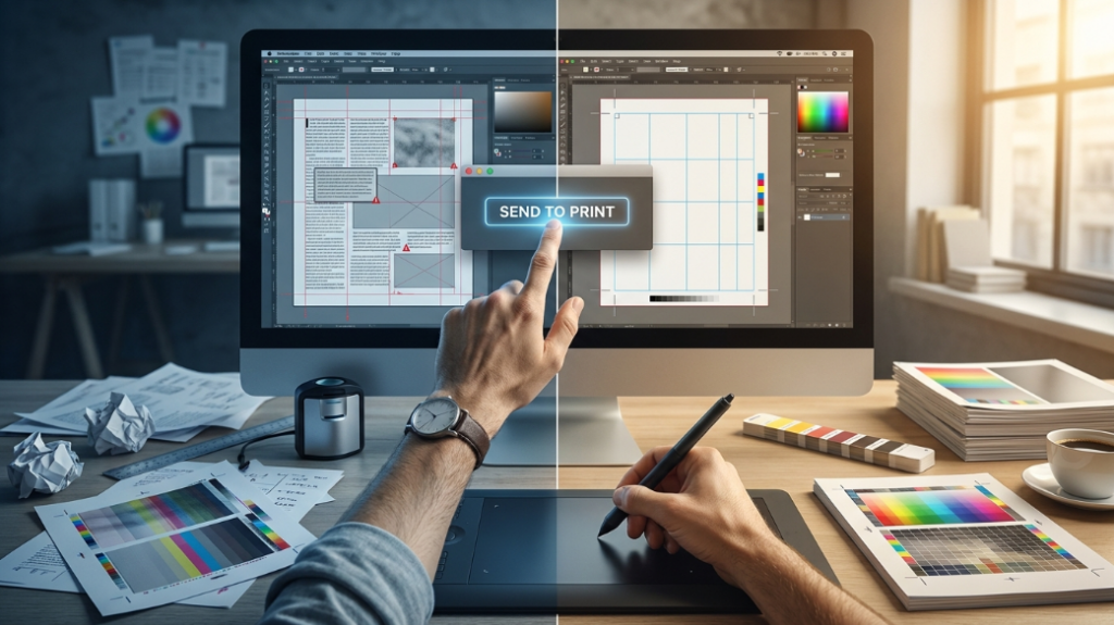 специалист проверяет макет перед печатью допечатная подготовка файлов в типографии