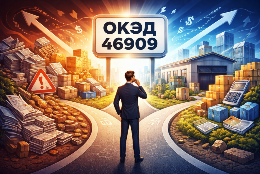 ОКЭД 46909 в Казахстане — выбор между универсальным кодом и правильной моделью оптового бизнеса, риски налогов и ошибки предпринимателей