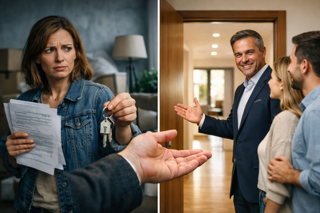 ОКЭД 6831 в Казахстане - риелтор посредник показывает квартиру клиенту и обсуждает сделку