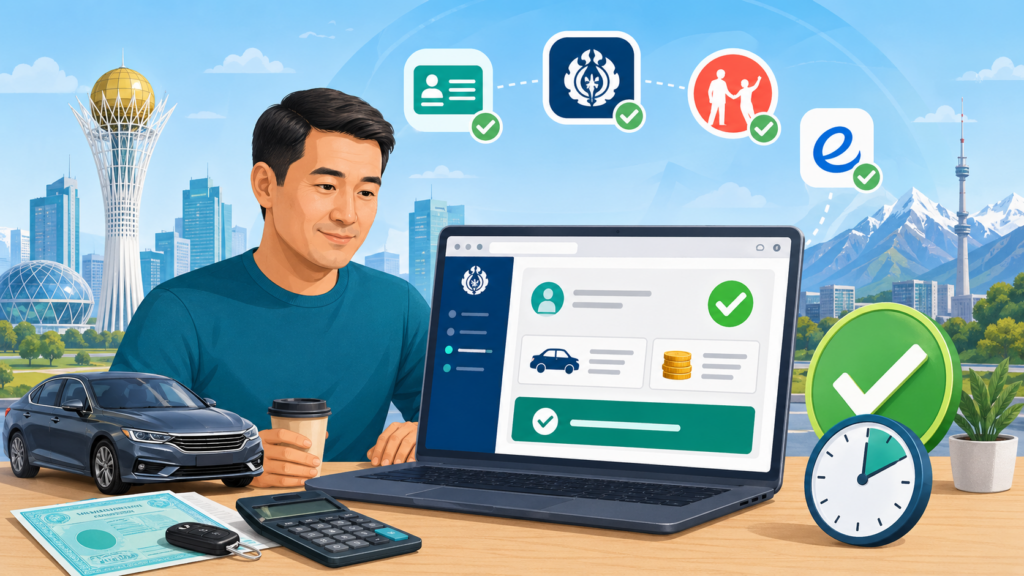 проверка налога на машину Казахстан через eSalyq и Kaspi по ИИН без задолженности