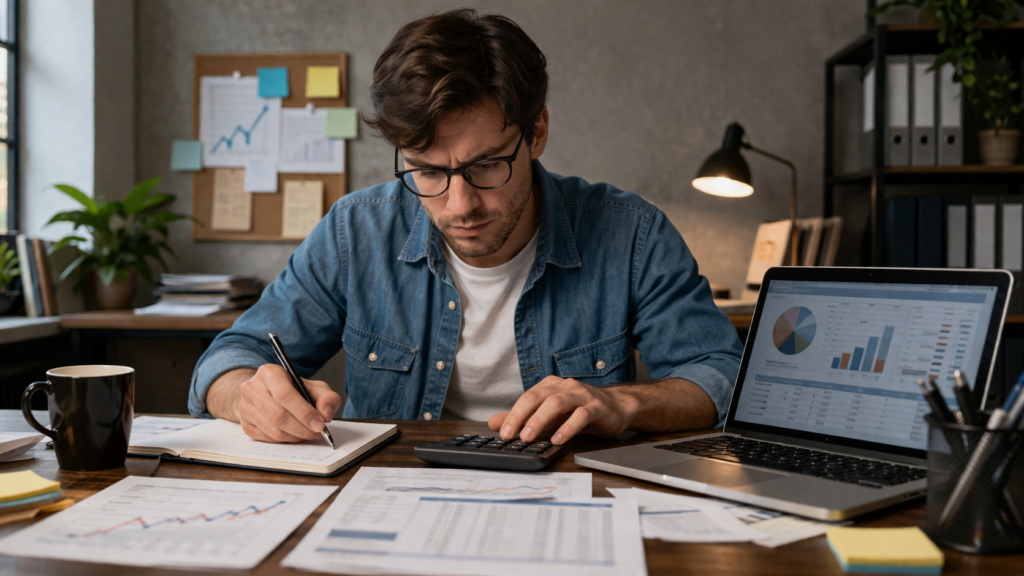 Предприниматель рассчитывает точку безубыточности в бизнес-плане по расходам, марже и минимальному объёму продаж