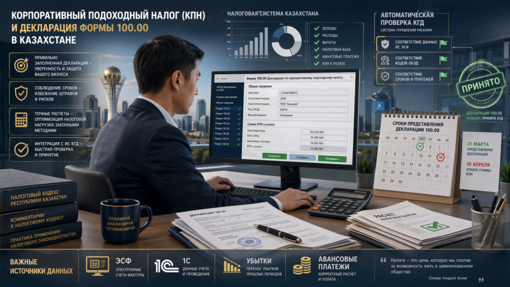 Декларация 100.00 по КПН Казахстан сроки 31 марта и 10 апреля